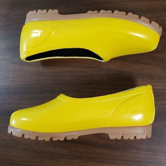 NEW Mid West Rain & Garden Loafers Yellow Rubber Waterproof Booties 6 - Picture 4 of 7